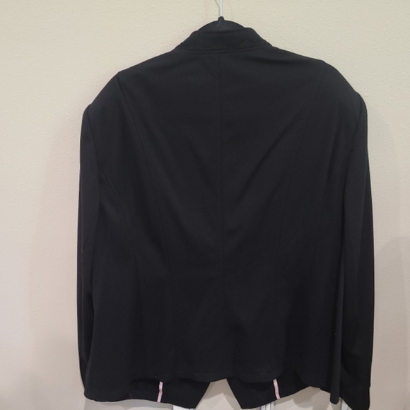 BASLER black Blazer Women's Size 2X/22 two button shoulder pads lace at collar - Picture 5 of 9